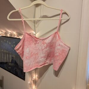 Pink Tie-Dye Spaghetti Strap Crop Top